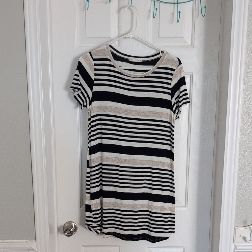 Striped Navy and White Women's Tshirt Dress